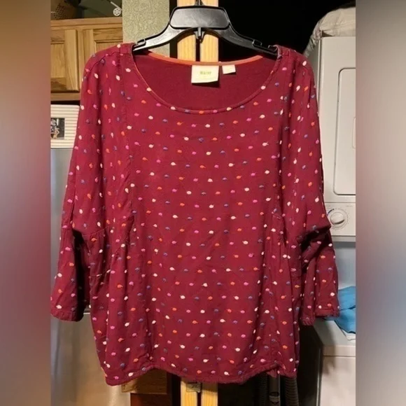 Maeve Anthropologie Anthro Dottie top blouse size L - Picture 2 of 6